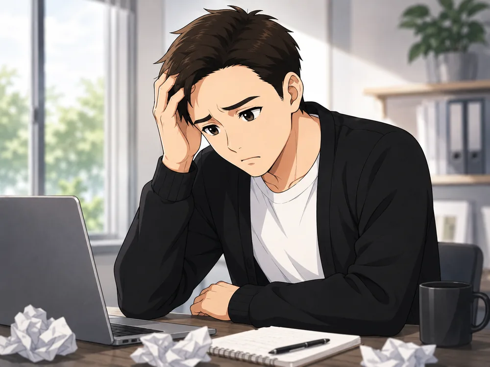 発信に悩んでいる状態を表したイラスト